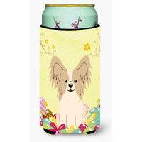 "Caroline's Treasures Easter Eggs Papillon Sable White Tall Boy Beverage Insulator Hugger, Multicolor"