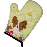 "Caroline's Treasures Easter Eggs Papillon Red White Oven Mitt, Multicolor, 12"" x 8.5"""