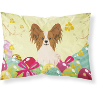 Easter Eggs Papillon Red White Fabric Standard Pillowcase