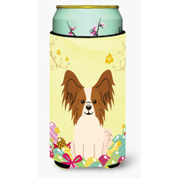 "Caroline's Treasures Easter Eggs Papillon Red White Tall Boy Beverage Insulator Hugger, Multicolor"