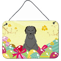 "Caroline's Treasures Easter Eggs Briard Black Metal Print, 8"" H x 12"" W"