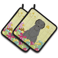 "Caroline's Treasures Easter Eggs Briard black Pair of Pot Holders, 7.5HX7.5W, Multicolor"