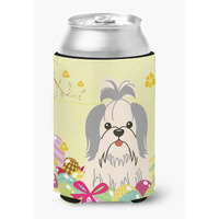 "Caroline's Treasures Easter Eggs Shih Tzu Silver White Can or Bottle Hugger, Can Hugger, Multicolor"