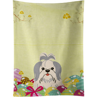 "Caroline's Treasures Easter Eggs Shih Tzu Silver White Kitchen Towel, Multicolor, 25"" x 15"""