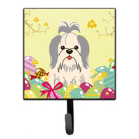 "Caroline's Treasures Easter Eggs Shih Tzu Silver White Wall Hook, Small, Multicolor"