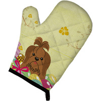 "Caroline's Treasures Easter Eggs Shih Tzu Silver Chocolate Oven Mitt, Multicolor, 12"" x 8.5"""