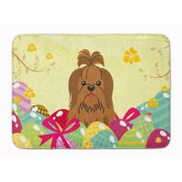 "Caroline's Treasures Easter Eggs Shih Tzu Silver Chocolate Machine Washable Memory Foam Mat doormats, Multicolor"