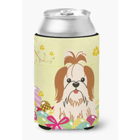 "Caroline's Treasures Easter Eggs Shih Tzu Red White Can or Bottle Hugger, Can Hugger, Multicolor"