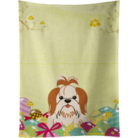 "Caroline's Treasures Easter Eggs Shih Tzu Red White Kitchen Towel, Multicolor, 25"" x 15"""