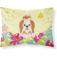 Easter Eggs Shih Tzu Red White Fabric Standard Pillowcase