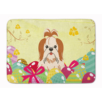 Caroline's Treasures Easter Eggs Shih Tzu Red White Machine Washable Memory Foam Mat doormats