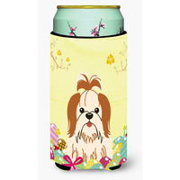 "Caroline's Treasures Easter Eggs Shih Tzu Red White Tall Boy Beverage Insulator Hugger, Multicolor"