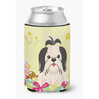 "Caroline's Treasures Easter Eggs Shih Tzu black White Can or Bottle Hugger, Can Hugger, Multicolor"