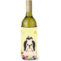 "Caroline's Treasures BB6088LITERK Easter Shih Tzu Black White Wine Bottle Beverage Insulator Hugger, 750ml, Multicolor"