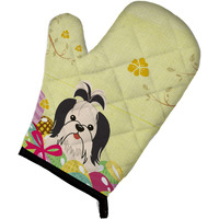 "Caroline's Treasures Easter Eggs Shih Tzu Black White Oven Mitt, Multicolor, 12"" x 8.5"""
