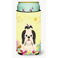"Caroline's Treasures Easter Eggs Shih Tzu black White Tall Boy Beverage Insulator Hugger, Multicolor"