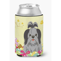 "Caroline's Treasures Easter Eggs Shih Tzu black Silver Can or Bottle Hugger, Can Hugger, Multicolor"