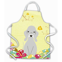 "Caroline's Treasures Easter Eggs Bedlington Terrier Blue Apron, Large, Multicolor"