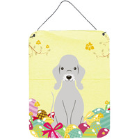 "Caroline's Treasures Easter Eggs Bedlington Terrier Blue Metal Print, 16 x 12, Multicolor"