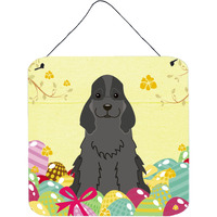 "Caroline's Treasures Easter Eggs Cocker Spaniel Black Metal Print, 6 x 6, Multicolor"