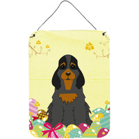 "Caroline's Treasures Easter Eggs Cocker Spaniel Black Tan Metal Print, 16 x 12, Multicolor"