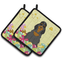 "Caroline's Treasures Easter Cocker Spaniel Pair of Pot Holders, 7.5HX7.5W, Multicolor"