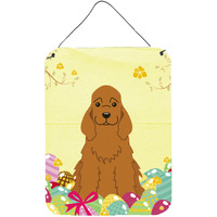 "Caroline's Treasures Easter Eggs Cocker Spaniel Red Metal Print, 16 x 12, Multicolor"