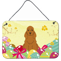 "Caroline's Treasures Easter Eggs Cocker Spaniel Red Metal Print, 8"" H x 12"" W"