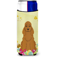 "Caroline's Treasures Easter Eggs Cocker Spaniel Red Michelob Ultra Hugger For Slim Cans, Slim Can, Multicolor"