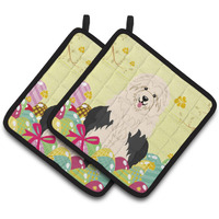 "Caroline's Treasures Easter Old English Sheepdog Pair of Pot Holders, 7.5HX7.5W, Multicolor"