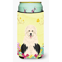 "Caroline's Treasures Easter Eggs Old English Sheepdog Tall Boy Beverage Insulator Hugger, Multicolor"