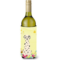 "Caroline's Treasures BB6097LITERK Easter Eggs Dalmatian Wine Bottle Beverage Insulator Hugger, 750ml, Multicolor"