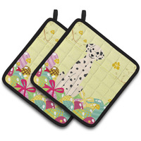 "Caroline's Treasures Easter Eggs Dalmatian Pair of Pot Holders, 7.5HX7.5W, Multicolor"
