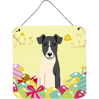 "Caroline's Treasures Easter Eggs Smooth Fox Terrier Metal Print, 6 x 6, Multicolor"