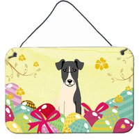 "Caroline's Treasures Easter Eggs Smooth Fox Terrier Metal Print, 8""H x 12""W, Multicolor"