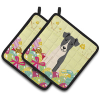 "Caroline's Treasures Easter Eggs Smooth Fox Terrier Pair of Pot Holders, 7.5HX7.5W, Multicolor"
