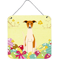 "Caroline's Treasures Easter Eggs Whippet Metal Print, 6 x 6, Multicolor"