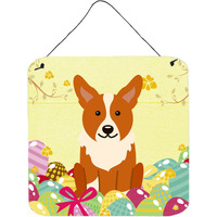 "Caroline's Treasures Easter Eggs Corgi Metal Print, 6 x 6, Multicolor"