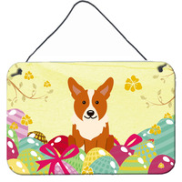 "Caroline's Treasures Easter Eggs Corgi Metal Print, 8"" H x 12"" W"