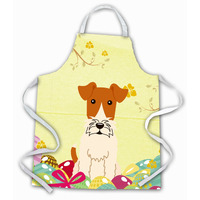 "Caroline's Treasures Easter Eggs Wire Fox Terrier Apron, Large, Multicolor"