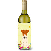 "Caroline's Treasures BB6101LITERK Easter Eggs Wire Fox Terrier Wine Bottle Beverage Insulator Hugger, 750ml, Multicolor"