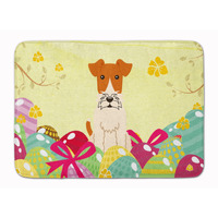 "Caroline's Treasures Easter Eggs Wire Fox Terrier Machine Washable Memory Foam Mat doormats, Multicolor"