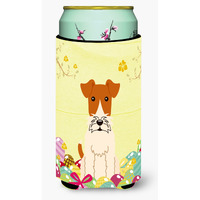 "Caroline's Treasures Easter Eggs Wire Fox Terrier Tall Boy Beverage Insulator Hugger, Multicolor"