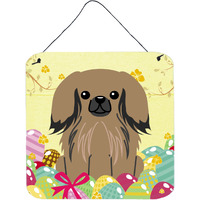 "Caroline's Treasures Easter Eggs Pekingnese Tan Metal Print, 6 x 6, Multicolor"