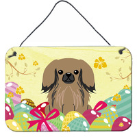 "Caroline's Treasures Easter Eggs Pekingnese Tan Metal Print, 8""H x 12""W, Multicolor"