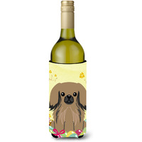 "Caroline's Treasures BB6102LITERK Easter Eggs Pekingnese Tan Wine Bottle Beverage Insulator Hugger, 750ml, Multicolor"