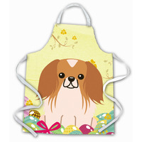 "Caroline's Treasures Easter Eggs Pekingnese Red White Apron, Large, Multicolor"