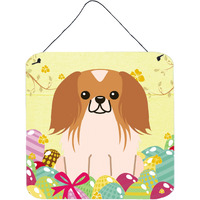 "Caroline's Treasures Easter Eggs Pekingnese Red White Metal Print, 6 x 6, Multicolor"
