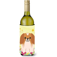 "Caroline's Treasures BB6103LITERK Easter Pekingnese Red White Wine Bottle Beverage Insulator Hugger, 750ml, Multicolor"