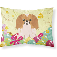Easter Eggs Pekingnese Red White Fabric Standard Pillowcase